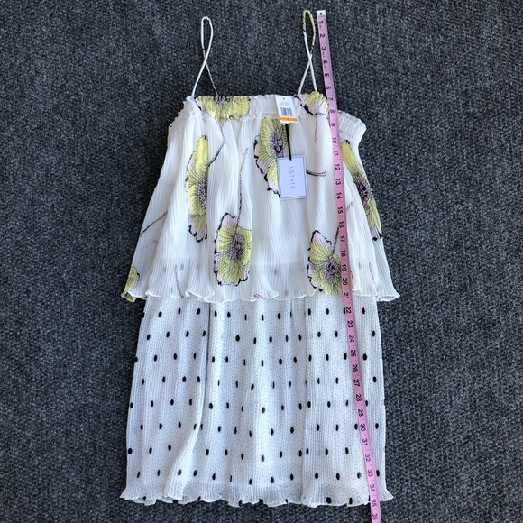 1. State mixed print ivory floral pleated dress size small - Picture 6 of 11